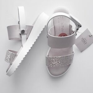 NWT Girls Dress Sandals Giulia Palai Made in Italy White Silver Siz…